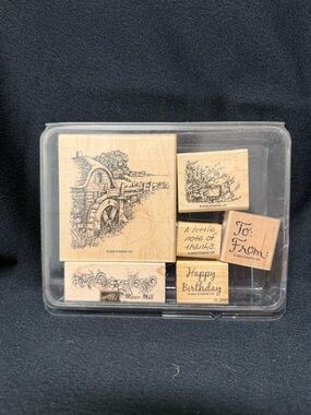 Custom set of stamps from Stampin Up.  Watermill, Birthday, Thanks, To/From
